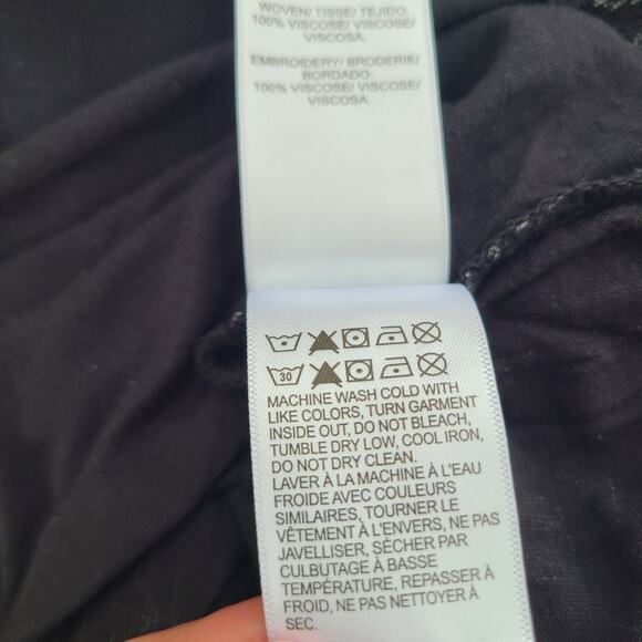 Lucky Brand Long Sleeve Tunic Top Embroidered Geometric Boho Hippie Size L - Picture 10 of 12